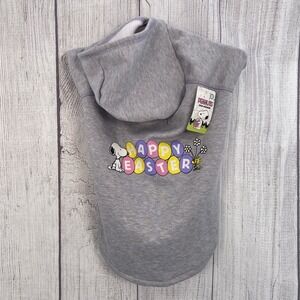 Peanuts Snoopy Dog Hoodie XL Gray Happy Easter Sweatshirt Sweater Jacket Fleece
